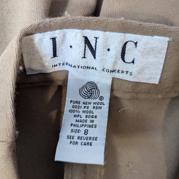 90s Vintage INC International Concepts Double Breasted Wool Pant Suit Tan Size 8 - Picture 4 of 16